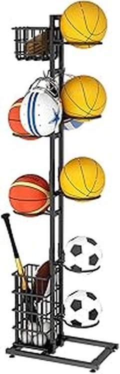 estantes para balones y foam rollers en casa