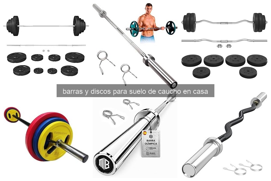 Definición de barras y discos de caucho para entrenamiento en casa