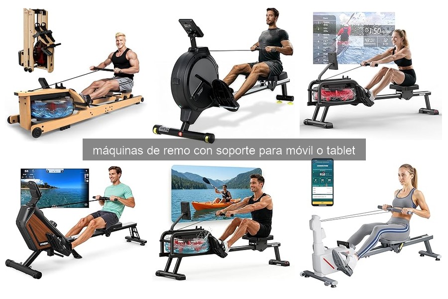 ¿Qué es una máquina de remo con soporte para móvil o tablet?